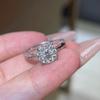 Anel de Casamento Confissão Pétalas Anel de Diamante Moissanite Sintético Aberto Anel Feminino Buscando Amor Casamento Zircônia Micro-cravejado Anel Banhado a Prata