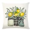 Funda de almohada simple de verano, lino amarillo, estampado de letras de limón, funda de almohada, cojín decorativo para sofá de sala de estar en casa