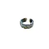 Anillo para Pareja de Anillo de Moda con Patrón Hueco de Estrella de Seis Puntas Retro Distressed Europeo y Americano Anillo Abierto Distintivo de Plata Tailandesa
