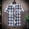 Camisa de moda de verano para hombre de entrega de comercio exterior transfronterizo 2024 Verano nueva moda moderna a cuadros de manga corta que combina con todo