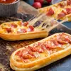 Producto semiacabado de pizza con forma de barco de queso, producto semiacabado para desayuno listo para comer, base de masa para pizza para freidora de aire, comida deliciosa