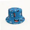 Shein novo chapéu de pescador de poliéster com estampa de boca grande e dupla face chapéu de balde adulto chapéu de bacia casual para guarda-sol