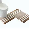 Felpudo para Baño Transfronterizo Simple Rayado Antideslizante Felpudo para Puerta Juego de Dos Piezas Alfombra para Baño Esterilla en Forma de U Resistente a la Suciedad Felpudo