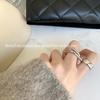 Anillo para Mujer Plata de Ley 925 Línea Viento Frío Irregular Brillante Versión Ancha Anillo Anillo para Mujer Estilo Coreano Trendy Estilo Japonés y Coreano