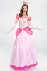 Vestido Dourado de Princesa de Halloween Conto de Fadas Fantasia da Bela Roupa da Princesa Peach do Mario Vestido de Rainha de Festa