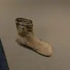 Botas slim de ante color caqui con punta cuadrada para mujer, que realzan la altura y estilizan, nuevo estilo 2026, correa con hebilla, tacón grueso, cuña oculta, zapatos de moda