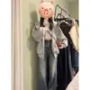 Moletom com Capuz Espessado de Veludo Versátil Fashionável Estilo Coreano Estilo Ins para Mulheres Outono e Inverno Solto com Zíper Cardigan Jaqueta Elegante