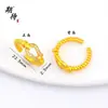 Anillos Dorados Estilo Antiguo al por Mayor con un Toque de Nicho de Alta Gama, Deslumbrantes Incrustados de Diamantes, Lujo Ligero, Versátil, Anillo Mariposa Abierto Ajustable