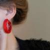 Agulha de prata Ancora Red Wave Dot Geométrica Rodada Brincos de Orelha Distintivo Moda Brinco Estilo Hong Kong Brincos Retrô para Mulheres