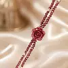 Conjunto de dos piezas de pulsera de doble capa y anillo con cuentas finas de granate rosa burdeos, estilo vintage, favorecedor para niñas, adecuado para el uso diario.