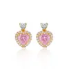 Pendientes Románticos de Plata de Ley 925 con Forma de Corazón y Diseño Único, Pendientes de Piedra Flor de Hielo de Circonita Microincrustada Estilo Ins, Al por Mayor en Stock