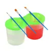 Taza para Lavar Pinceles de Pintura Infantil DIY Arte Graffiti Pintura Taza de Plástico Antiderrames con Tapa Pizarra Pizarra Taza para Pintura