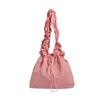 Estilo coreano Casual Artístico Canvas Underarm Bag Ins Moda Nylon Ombro Bolsa Feminina Cyber Celebrity Drawstring Plissado Crossbody Bag
