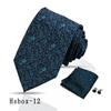 Traje de hombre de nuez de anacardo patrón roto corbata pañuelo de bolsillo puño tres piezas corbata de mano negra 8cm corbata Shengzhou