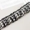 Fita Xadrez de Gatinho com Bordas Onduladas e Gorgurão Pregueado Laço DIY Acessórios de Cabelo Roupas Acessórios para Casa