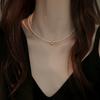 Collar Elegante Francés Simple Imitación Shijia Cristal Perla Cuentas Pequeño Frijol Dorado Fino Diario Pendiente Cadena Clavícula para Mujer