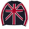 Suéter Retro Estilo Británico Union Jack de Calle Unisex Holgado Cuello Redondo Tejido Pulóver Top de Moda