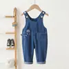Ins ropa para niños 2026 otoño overoles para niños estilo coreano unisex dibujos animados lindo top overoles de mezclilla