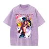 Camiseta Masculina e Feminina Verão Casual Estilo Americano Solta Retro Old Anime Estampa Digital Marca Tendência Versátil