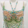Cadena para el Cuerpo de Perlas Hecha a Mano Transfronteriza Europea y Americana para Aliexpress Top Halter Ropa de Abrigo Discoteca Transmisión en Vivo Ropa de Chica Popular
