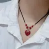 Colgante Corazón de Arena Dorada Púrpura Imitación Cinnabar Muru para Hombres y Mujeres, Colgante Calabaza Cinco Bendiciones, Cadena de Suéter para Mujer Estilo Étnico