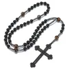 Collar Retro Religioso Personalizado No Magnético Transfronterizo Europeo y Americano Colgante de Piedra Natural con Cuentas Hecho a Mano Rosario