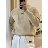 Suéter de gola alta meia-calça com design de nicho outonal suéter masculino grosso trançado estilo preguiçoso moda ins marca top