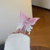 Novo Clipe de Acrílico Listrado de Borboleta Doce com Gradiente de Pérola para Cabelo na Parte de Trás da Cabeça