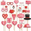Decoración de Fiesta de San Valentín Transfronteriza 2025 Papel Rosa con Forma de Corazón 25 Piezas Accesorios para Fotos del Lugar