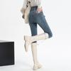 Calça Jeans Cintura Ultra Alta Feminina Primavera Outono e Inverno Botas Justas Pequeno Lápis de Inverno Slim-fit Emagrecimento Elástico