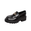 Versão em Couro de Vaca do Mesmo Estilo, Novo Modelo Primavera-Outono, Mocassins Slip-On de Bico Redondo Estilo Britânico com Solas Grossas