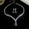 Aretes y Collar de Lágrima con Incrustaciones de Diamantes Vintage, Cadena para Clavícula de Lujo Ligero de Nicho, Conjunto de Joyería Exquisito Estilo de Corte