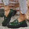 Comercio Exterior Transfronterizo Otoño 2026 Nuevos Mocasines de Talla Grande con Suela Gruesa para Mujer, Zapatos de Cuero Slip-On Estilo Británico Universitario