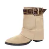 Botas de salto alto com salto anabela e bico fino em camurça estilo francês para mulheres, novo modelo outono e inverno 2026, botas de cano alto acima do joelho