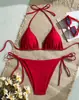 Traje de baño de mujer transfronterizo europeo y americano con atadura en la espalda Playa Verano Sexy Bikini para mujer LQ266
