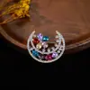 Broche de Alta Gama para Mujer de Moda Japonesa y Coreana Transfronteriza, Hebilla de Bufanda con Pedrería, Hebilla Antiexposición, Pin de Broche de Cristal, Accesorios para Traje