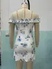 Vestido de vacaciones para mujer hecho a medida 2026 más vendido en Amazon estilo europeo y americano estampado floral azul con mangas con volantes