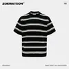 Camiseta Zoewatson de Verão Listrada de Manga Curta Tamanho Grande 2026 Nova Tendência Masculina Gola Redonda Solta Meia-Manga