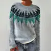 Amazon Europeo y Americano Nuevo Estilo Suéter para Mujer Más Vendido Cuello Redondo Bloque de Color Holgado Moda Jersey Suéter Tejido