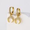 Aogu transfronteiriço novo cobre banhado a ouro 18K incrustado zircão Crescente pingente brincos moda feminina mini brincos requintados