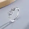 Anel em prata de lei maciça S925 com flor de camélia de 6,3 mm, cravação DIY com diamantes, estilo feminino fresco e doce