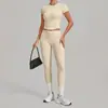 Conjunto Esportivo de Manga Curta e Calça Longa de Alta Elasticidade Transfronteiriço, Levanta Bumbum, Fitness ao Ar Livre, Secagem Rápida, Yoga, Conjunto de Duas Peças 1369+2629