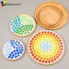 Porta-copos de Mosaico DIY Base de Bambu com Ranhuras Branco em Branco Materiais de Artesanato para Crianças Bandeja Base para Suculentas Madeira em Branco