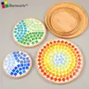 Porta-copos de Mosaico DIY Fundo com Ranhura de Bambu Madeira Embrião Branco Embrião Branco Crianças Materiais de Arte Feitos à Mão Bandeja de Fundo Carnuda Embrião de Madeira