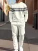 Conjunto de Sudadera Casual de Moda Europea y Americana Temu Transfronterizo Nuevo Conjunto de Dos Piezas Holgado para Hombre con Cuello Redondo y Pantalones