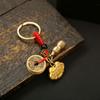 Cerradura Auspiciosa Dragón y Fénix de Latón Colgante para Bolso para Hombre y Mujer Dinero de los Cinco Emperadores Hulu Colgante Llavero para Coche Moda Nacional Oro Vintage