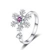 Amazon más vendido nuevo anillo giratorio de copo de nieve de diamante para mujer nicho ins alto sentido descompresión regalo de Navidad