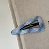 Gaozhi Triángulo Azul Mezclilla Cuadros Pasador para el Cabello Pinza Bb para Mujer Pinza Lateral Calada Flequillo Lateral Accesorios de Moda para el Cabello