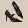 Zapatos de Punta para Mujer 2024 Otoño Nuevo Versátil Estilete Tacones Altos de Una Pierna Gran Cantidad Disponible