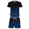 Traje de dos piezas para hombre, camiseta de manga corta con estampado digital, pantalones cortos y talla grande, deportivo, informal, de comercio exterior transfronterizo
